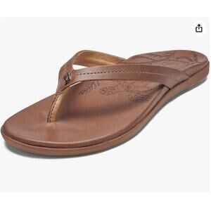 Olukai Honu Women’s Leather Beach Sandals Brown 7
